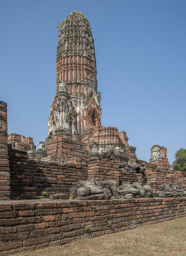 Wat Phra Ram Great Central Prang and Broken Buddha Images DTHA0166 Photograph by Gerry Gantt