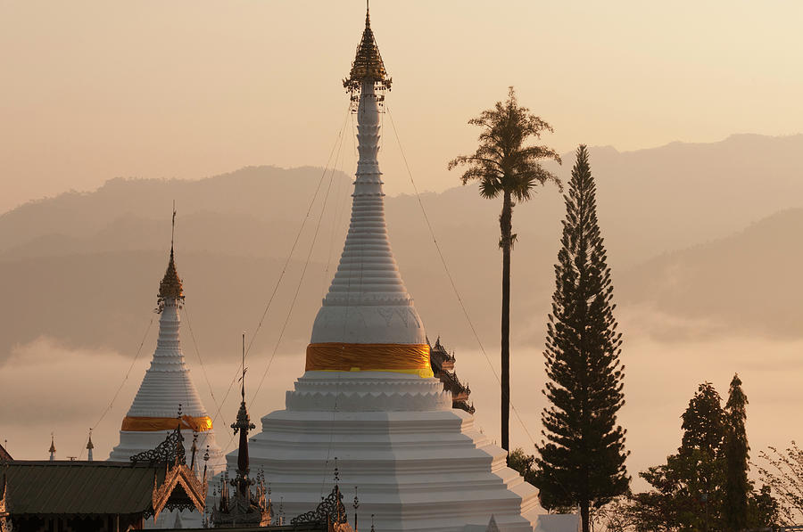 Wat Phra That Doi Kong Mu, Chedis Photograph by John Elk