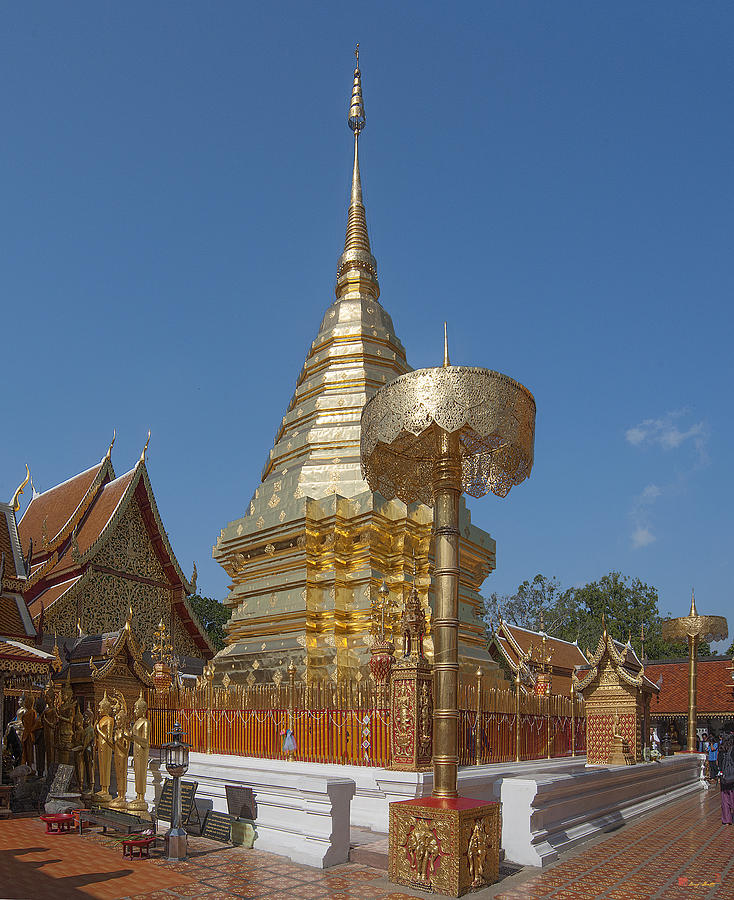 Thailand Photograph - Wat Phratat Doi Suthep Golden Chedi DTHCM0001 by Gerry Gantt