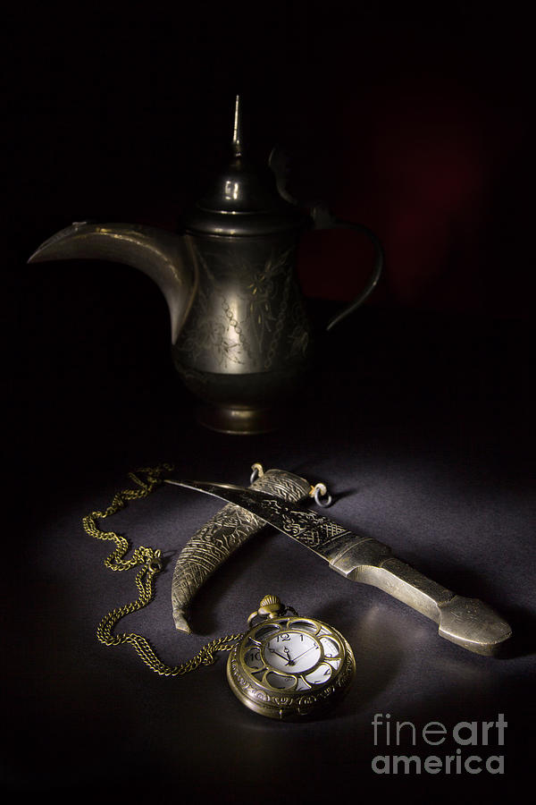 Coffee Photograph - Watch Dagger and Coffee Pot by Ann Garrett