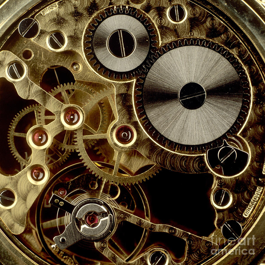 Watch mechanism. close-up Photograph by Bernard Jaubert