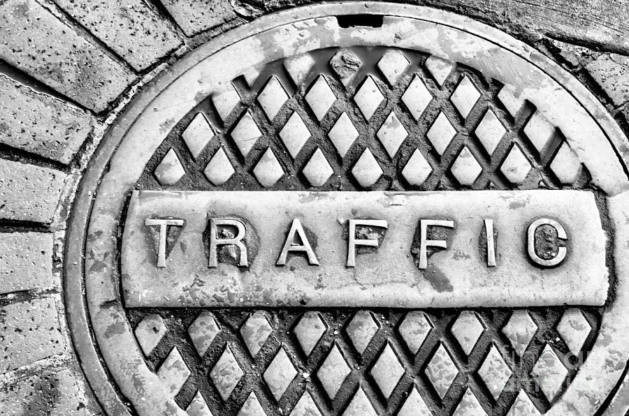 Watch Out For The Traffic 2 - bw Photograph by Kathleen K Parker
