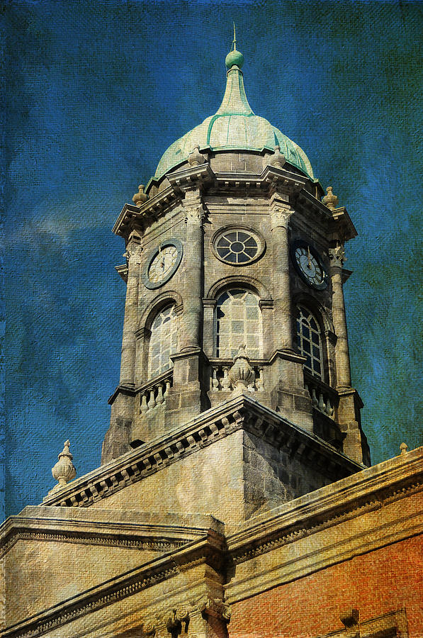 Vintage Photograph - Watch Tower of Dublin Castle. Streets of Dublin. Painting Collection by Jenny Rainbow