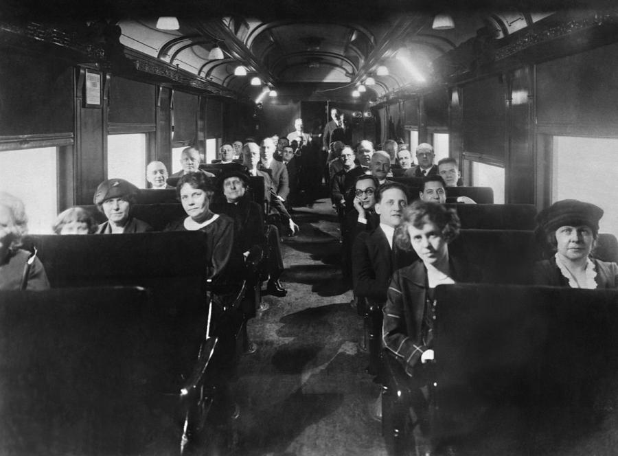 Watching Movies On Trains! Photograph by Underwood Archives
