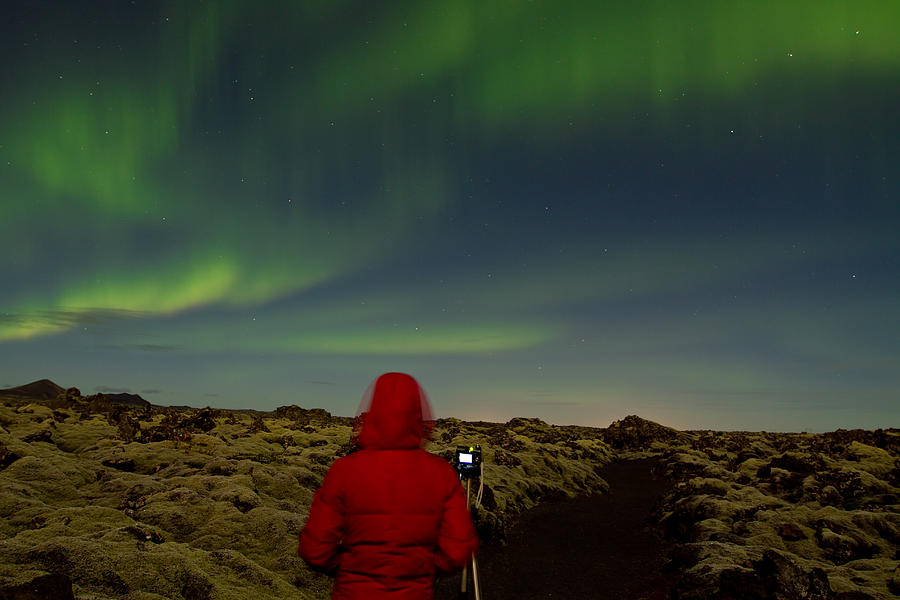 Northern Photograph - Watching the Northern Lights by Andres Leon