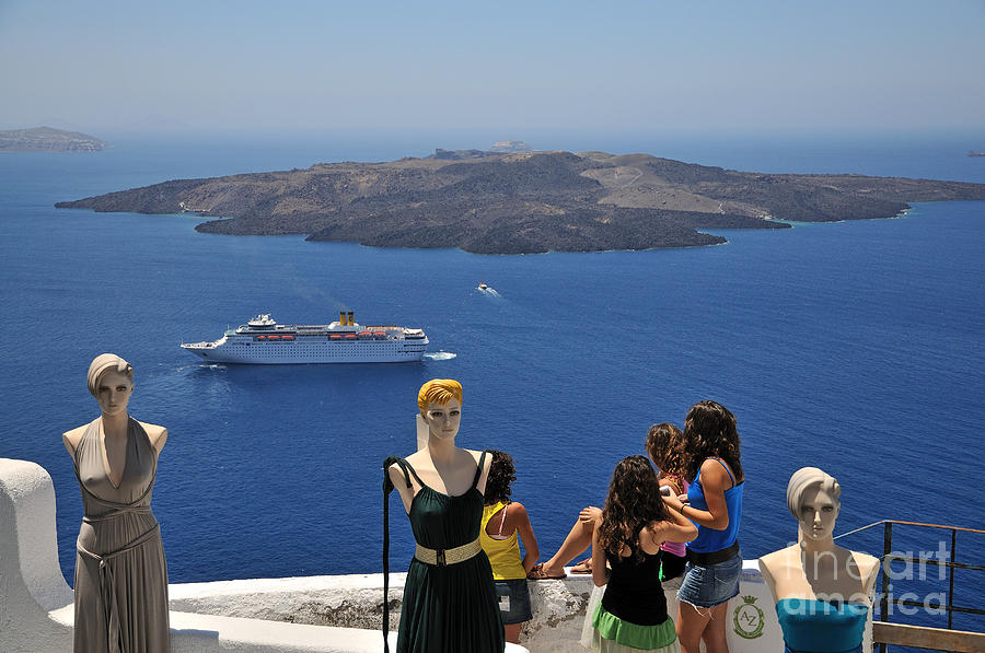 Watching the view in Santorini island Photograph by George Atsametakis