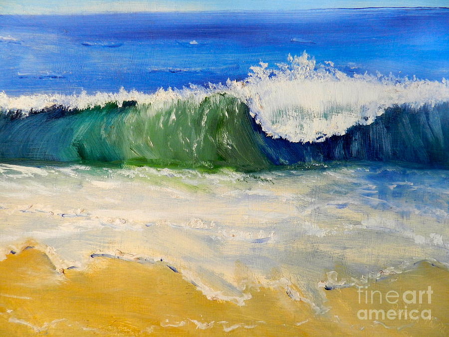 Watching The Wave As Come On The Beach Painting
