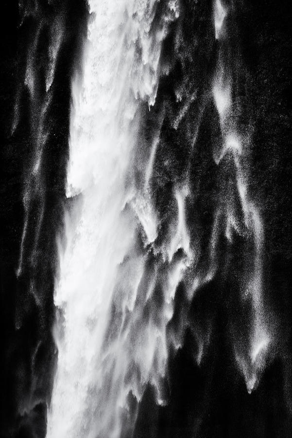 Water abstract black and white waterfall Seljalandsfoss Photograph by Matthias Hauser