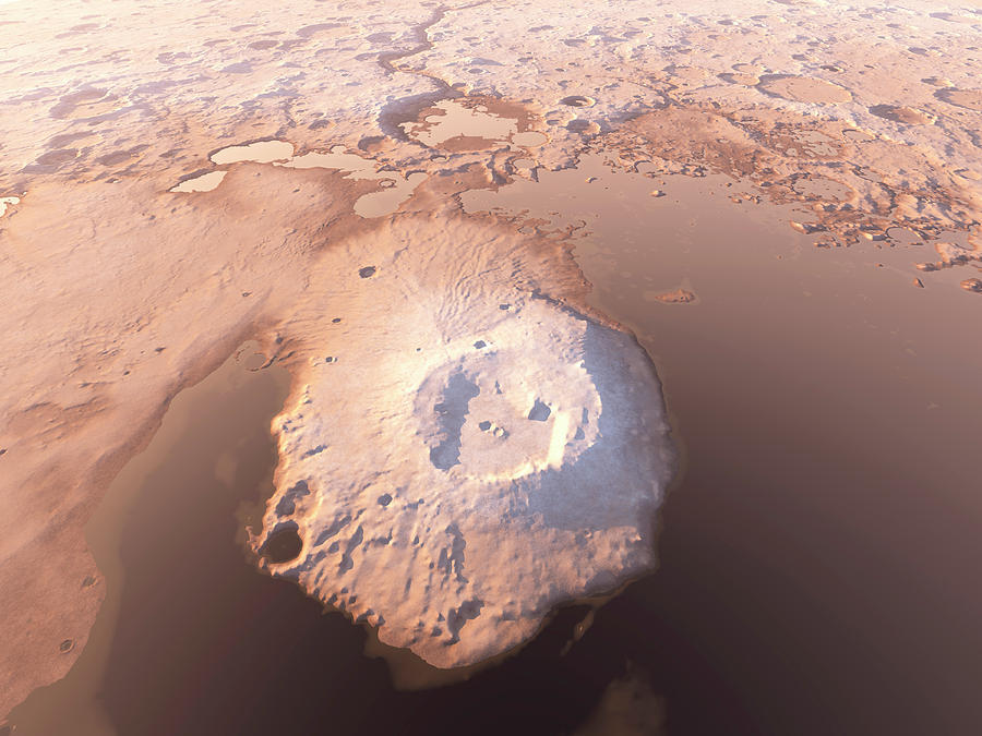Water Around Martian Volcano Photograph by Kees Veenenbos/science Photo Library
