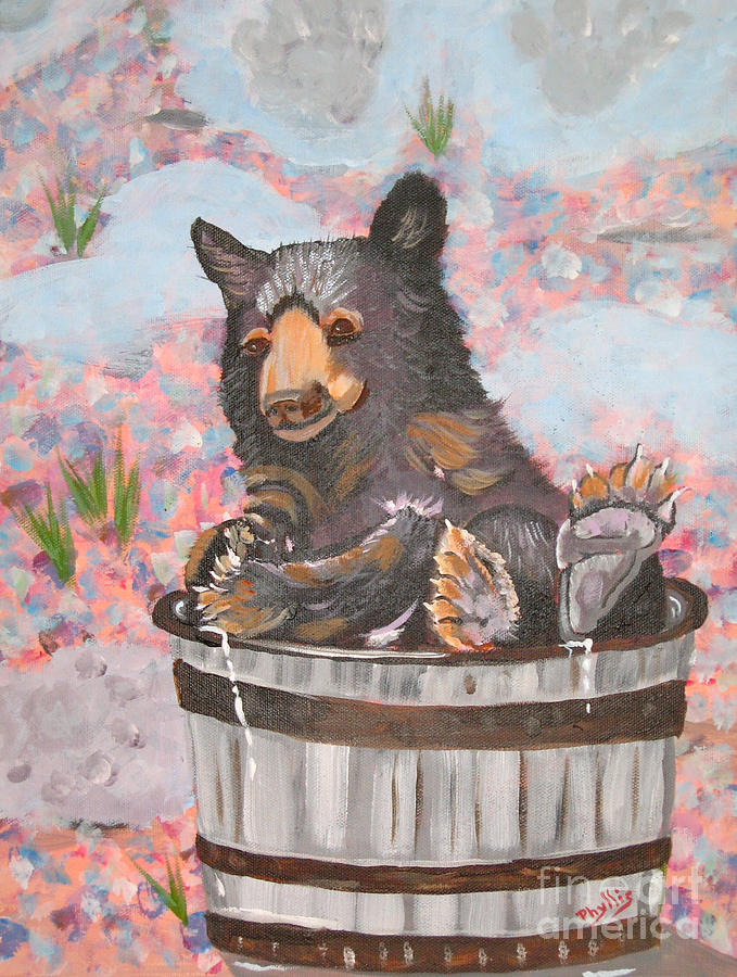 Bear Painting - Water Bear by Phyllis Kaltenbach