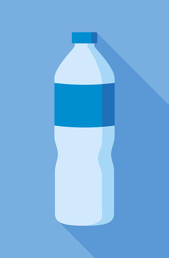 Water Bottle Icon Flat Drawing by JakeOlimb