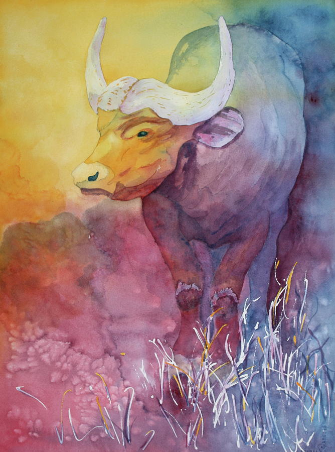 Water Buffalo Painting by Nancy Jolley