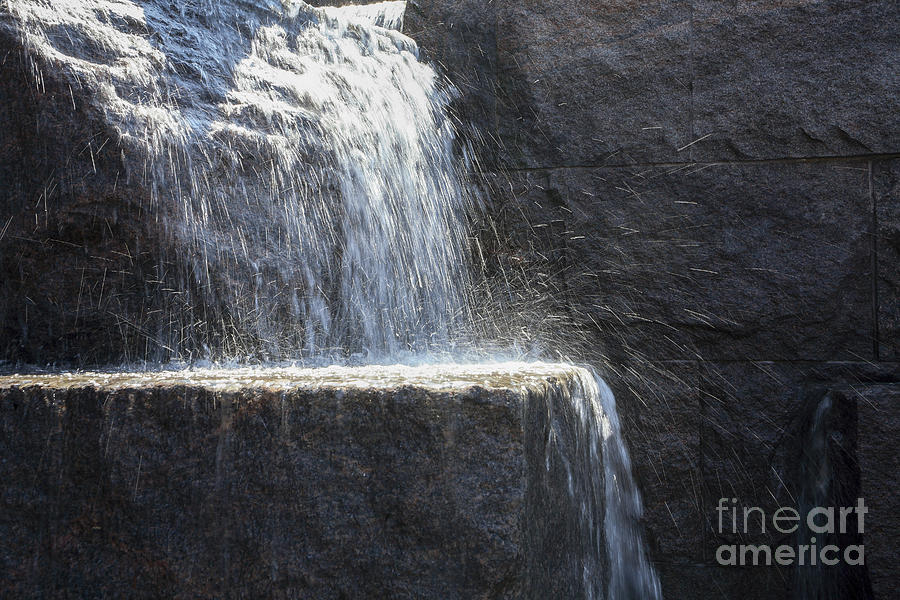 Water cascades at the FDR Memorial in Washington DC Photograph by William Kuta