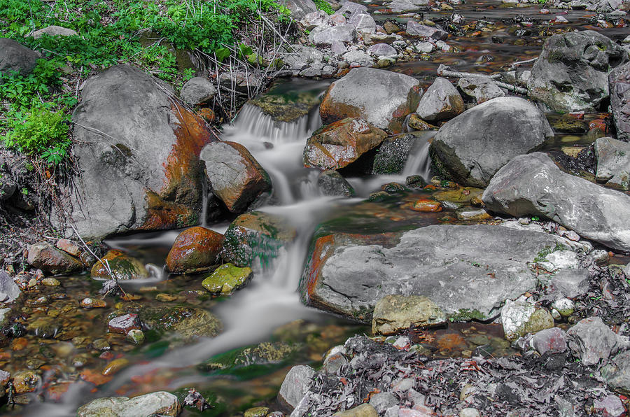 Parfrey's Glen Photograph - Water Coloured Rocks by Jonah Anderson