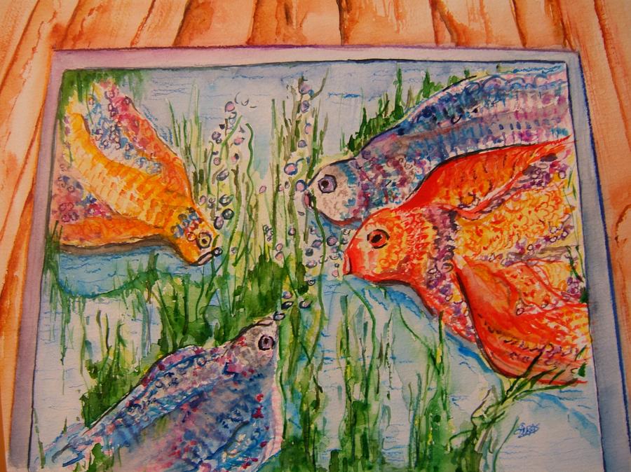 Water Critters Under Glass Painting by Elaine Duras