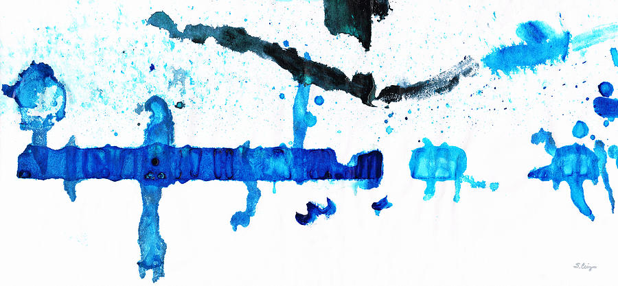 Water Painting - Water Dance - Blue and White Art By Sharon Cummings by Sharon Cummings Water Painting - Water Dance - Blue and White Art By Sharon Cummings by Sharon Cummings