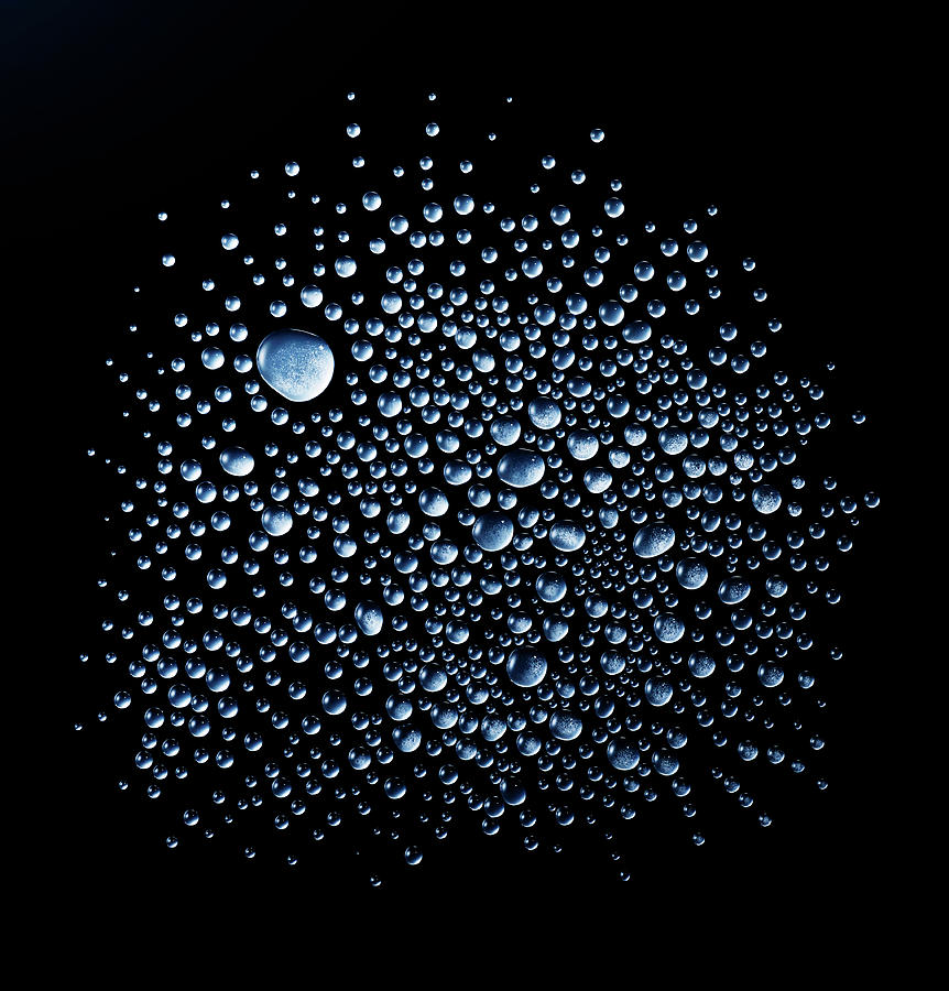 Water Droplets On Black Background Photograph by Biwa Studio