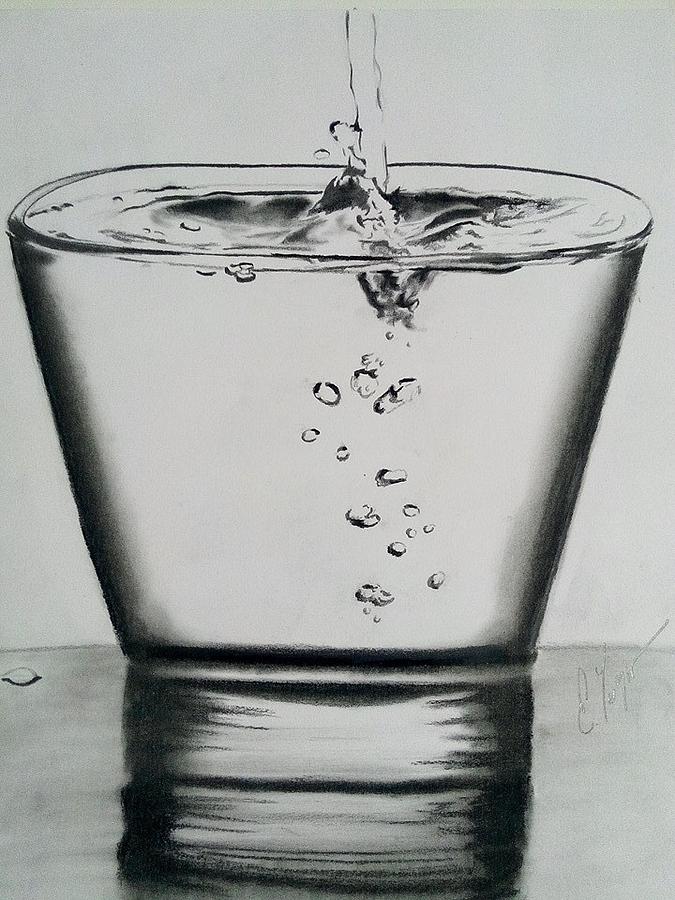 Water Drops Drawing By Enes Yasir Arican