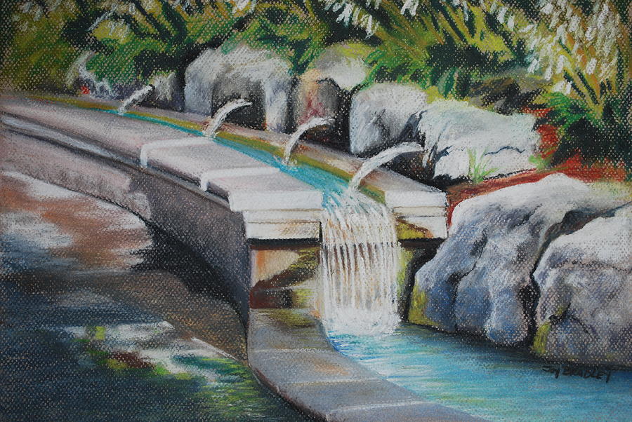 Waterfall Pastel - Water Fall In The Gratto by Joy Bradley