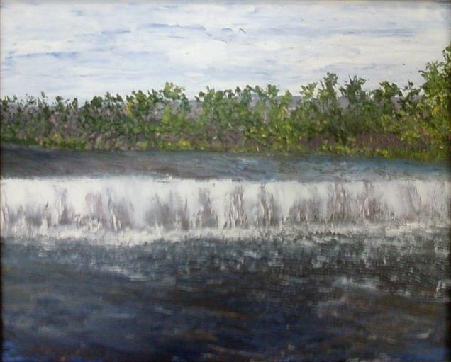 Water Falls Painting - Water Falls over the Dam by Sheila Mashaw Water Falls Painting - Water Falls over the Dam by Sheila Mashaw