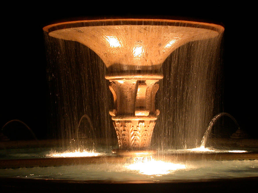 Water Fountain At Night Photograph by Shane Bechler