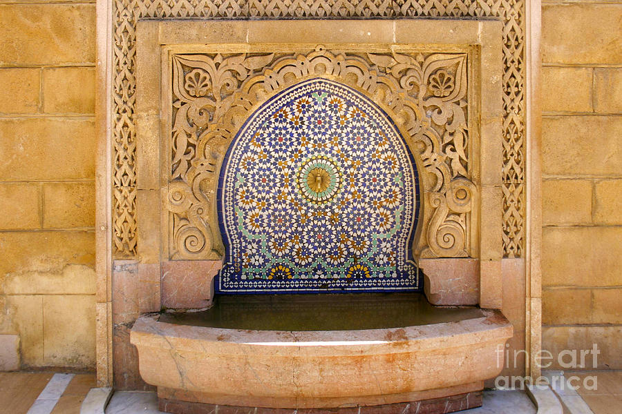 Water Fountain Photograph - Water Fountain Mausoleum of Mohammed V opposite Hassan Tower Rabat Morocco  by PIXELS  XPOSED Ralph A Ledergerber Photography
