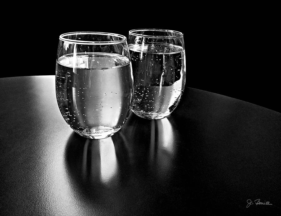 Glasses Photograph - Water Glasses in Black and White by Joe Bonita