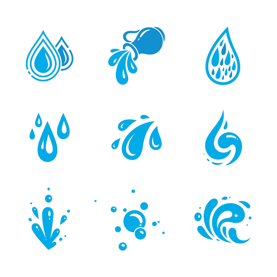 Water icons set Drawing by GoodGnom