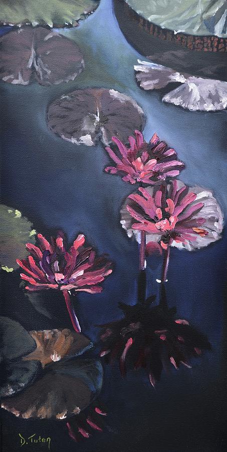 Water Lilies at Sunset Painting by Donna Tuten