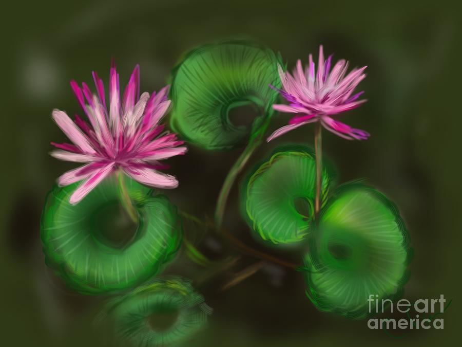 Water Lilies Digital Art by Christine Fournier