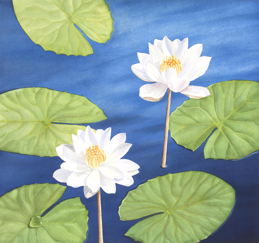 Water Lilies Painting by Elena Polozova