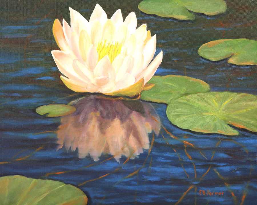 Water Lily, White Painting by Elaine Farmer | Pixels