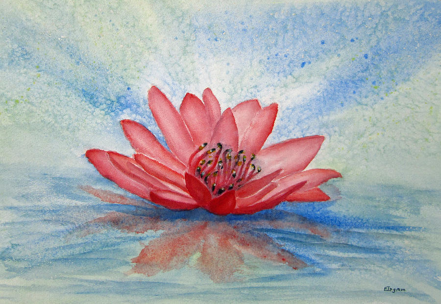 Flowers Still Life Painting - Water Lily by Elvira Ingram