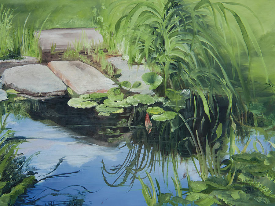 Water Lily Reflections Painting by Nila Jane Autry