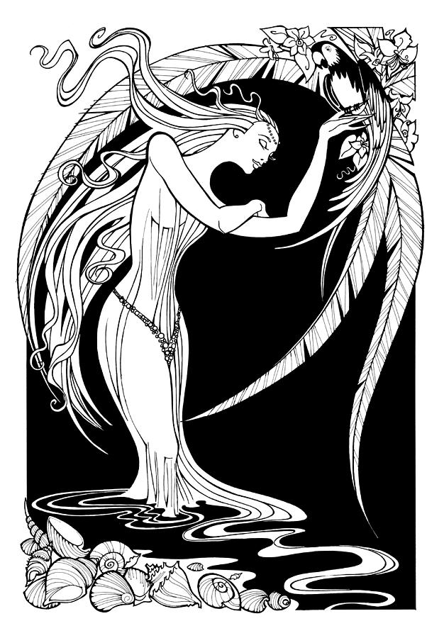 Water Nymph Drawing By Steven Stines