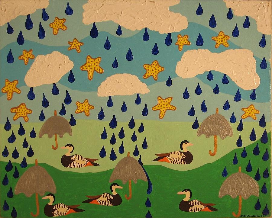 Water off a Ducks Umbrella Painting by Erika Jean Chamberlin