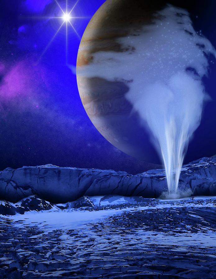 Water Plume On Europa Photograph by Nasa/esa/k. Retherford/swri/science Photo Library