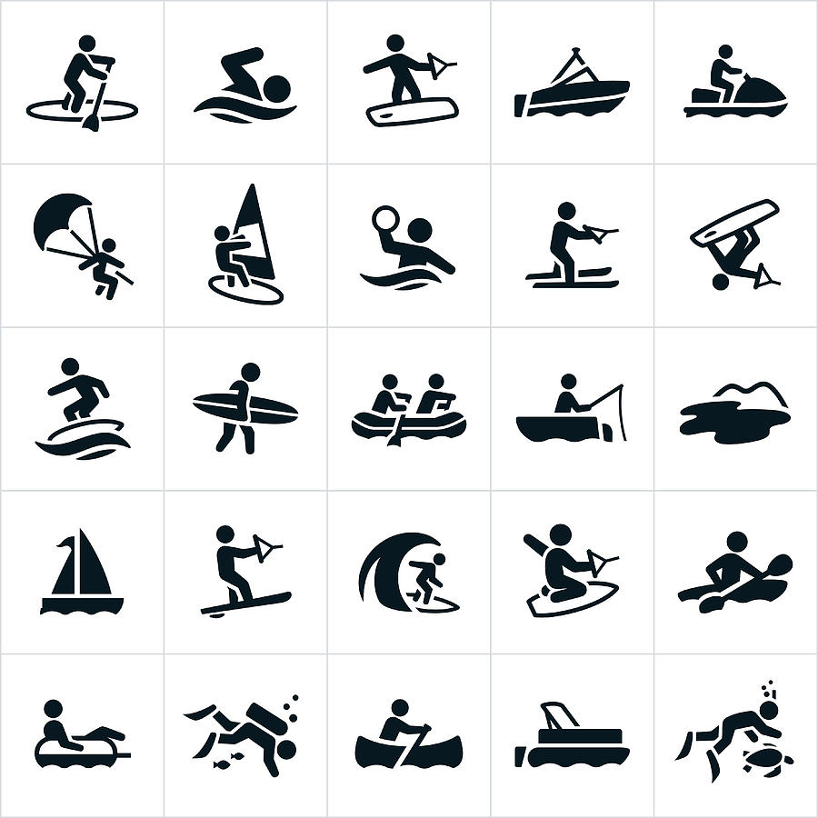 Water Recreation Icons Drawing by Appleuzr