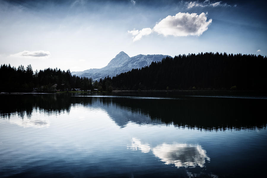 Water reflection blue black and white Photograph by Matthias Hauser