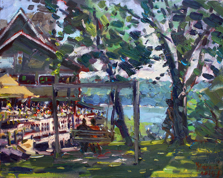 Tree Painting - Water Street Landing Restaurant in Lewiston by Ylli Haruni