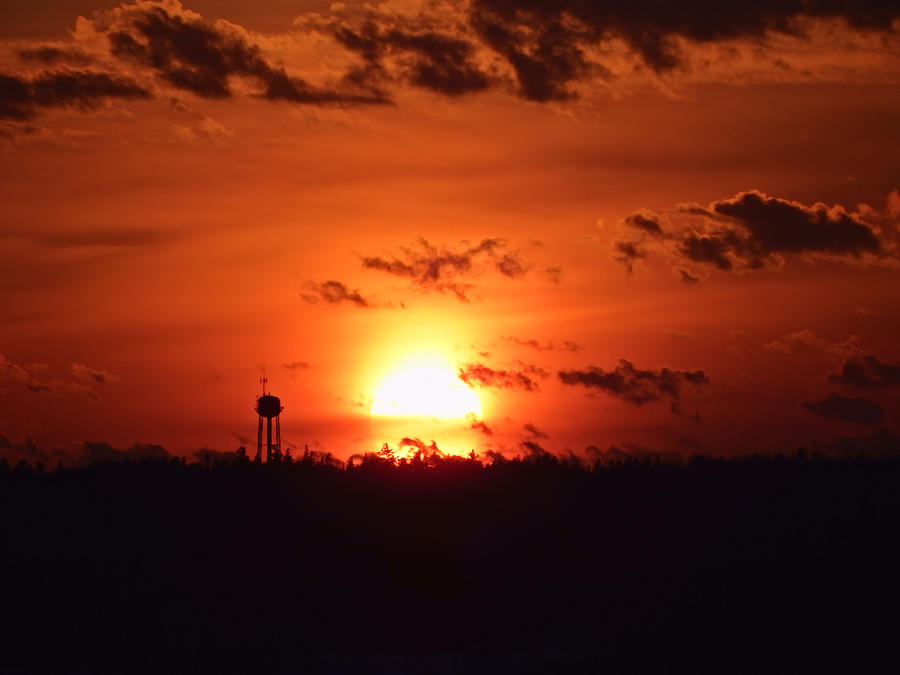 Sunset Photograph - Water Tower Sunset by Alison Gimpel