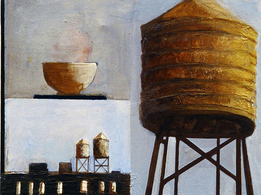 Water Tower with Vessel Art Print Painting by Barbara J Hart