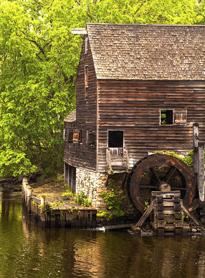 Spring Photograph - Water Wheel at Philipsburg Manor Mill House by Jerry Cowart