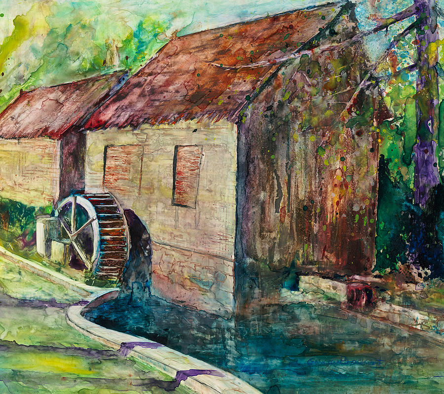 Water wheel II Painting by Gary DeBroekert