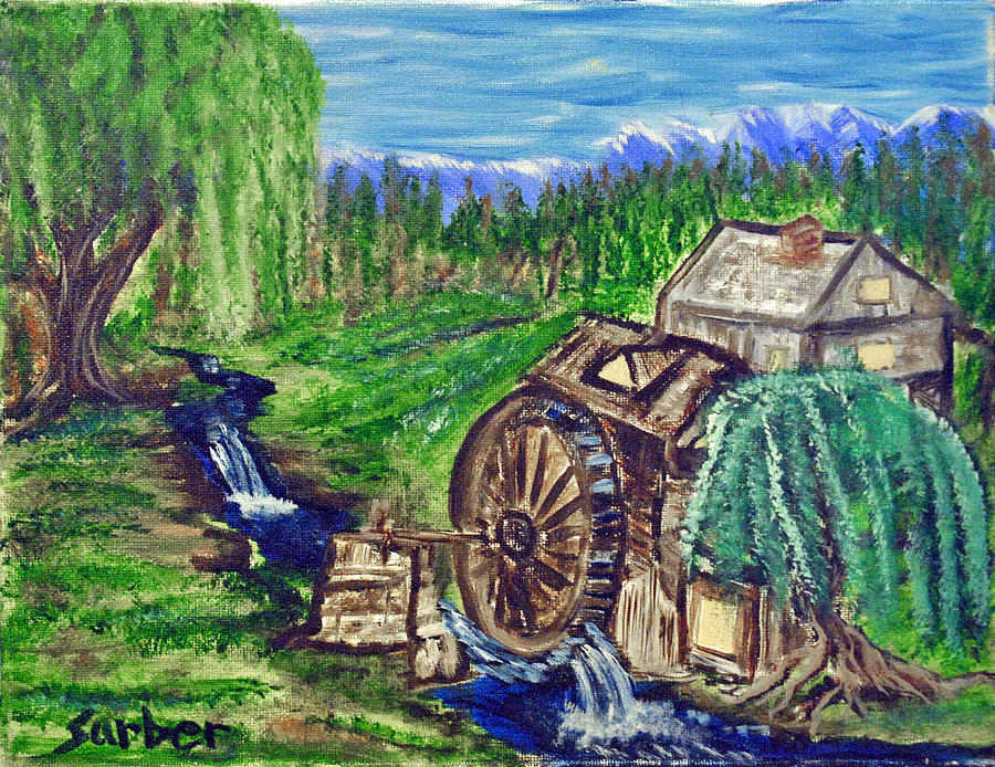 Water Wheel Painting by Suzanne Surber