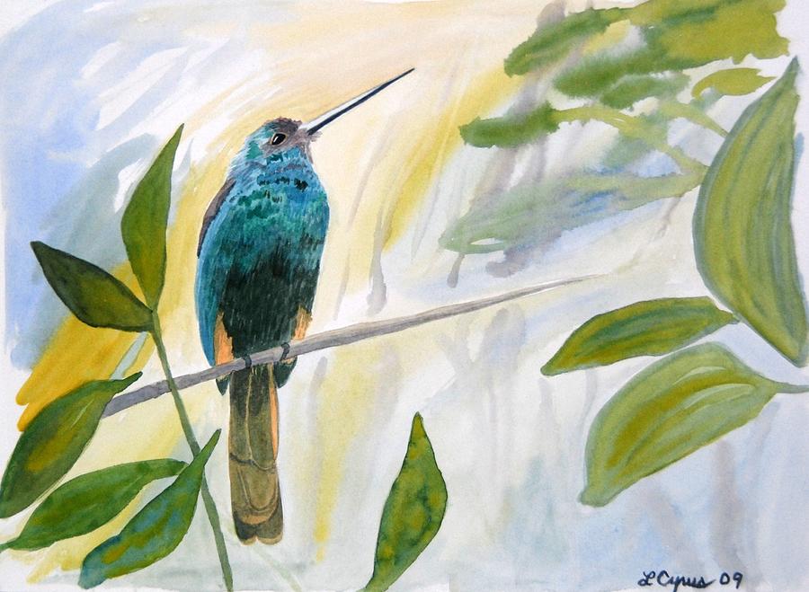 Watercolor - Jacamar In The Rainforest Painting