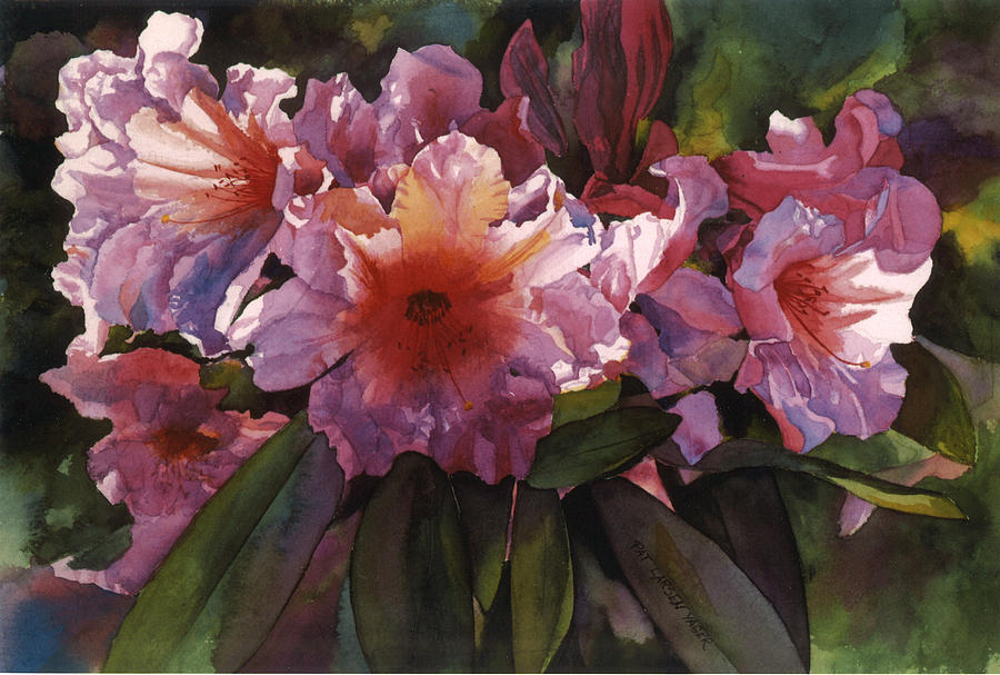 Flower Painting - Watercolor Autumn Gold Rhododendron  by Pat Yager