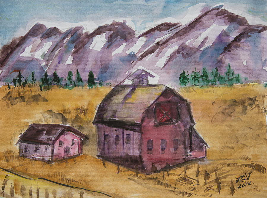 Barn in Montana Painting by Lucille  Valentino