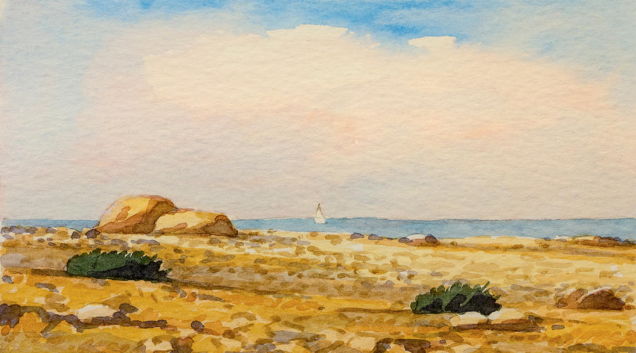 Watercolor Beach Painting by Lutz Baar