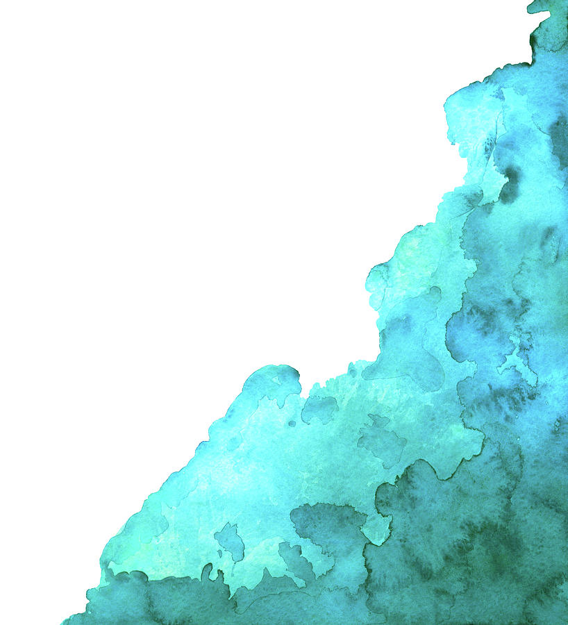 Watercolor Blue Green Grunge Paint Stain Digital Art by Color brush